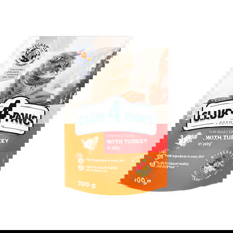 CLUB 4 PAWS PREMIUM for adult cats with turkey in jelly 100g Preview Image