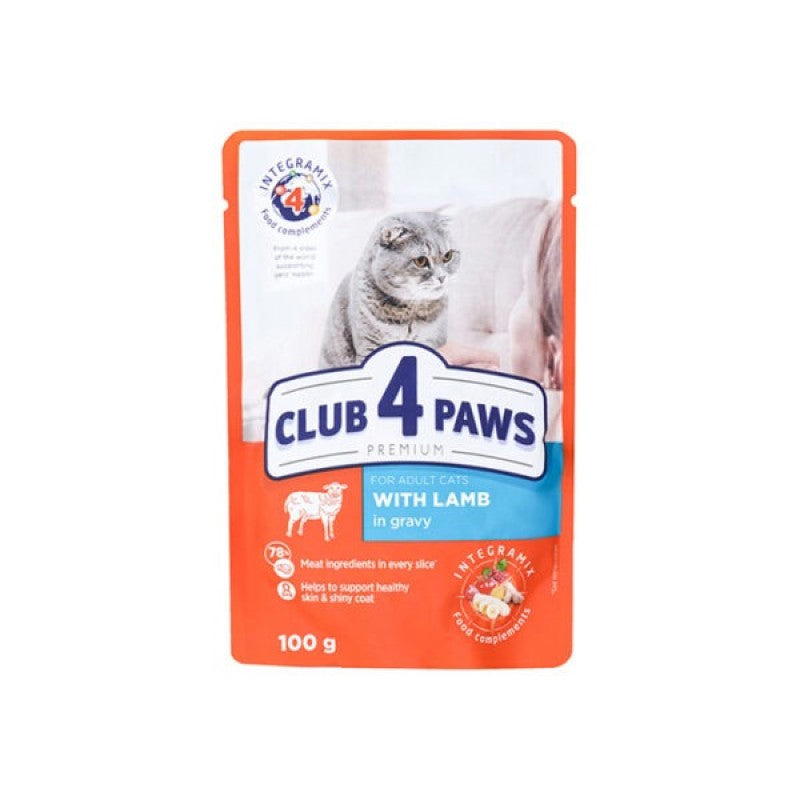 CLUB 4 PAWS PREMIUMfor adult catsWITH LAMB IN GRAVY 100g Preview Image