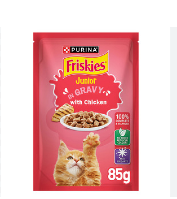Purina Friskies Kitten Chicken Chunks in Gravy Wet Cat Food Pouch 85g Image 1 Preview