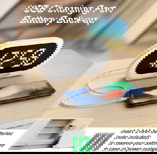 ساعه رقميه مع منبه و شاحن Image 2 Preview