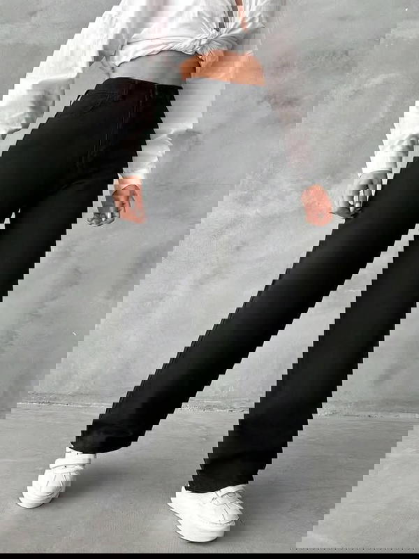 بنطلون وايد ليج أسود Image 2 Preview