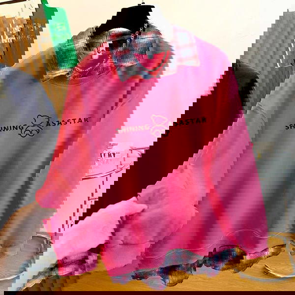سويت شيرت ياقه و اكتنشن كاروهات  Image 5 Preview