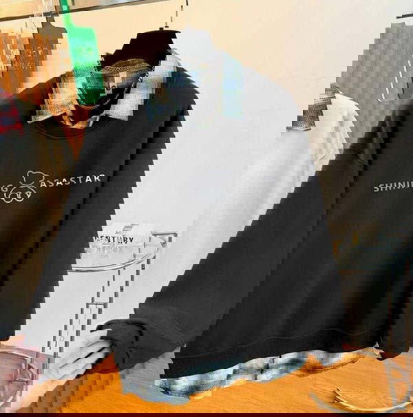 سويت شيرت ياقه و اكتنشن كاروهات  Image 9 Preview