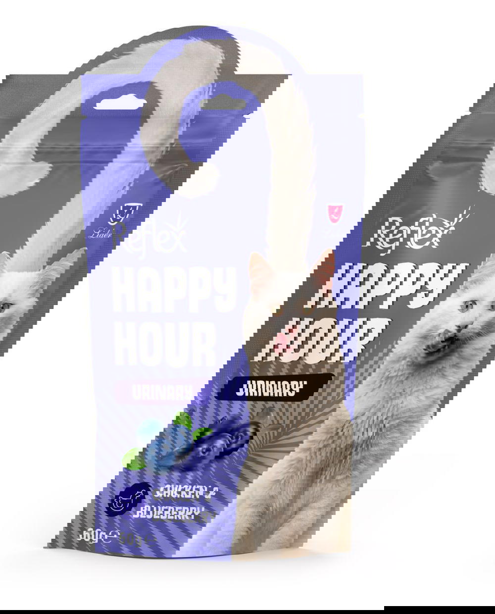 ( مكافئات ).   Reflex Happy Hour Urinary – Chicken & Blueberry – 60g Preview Image
