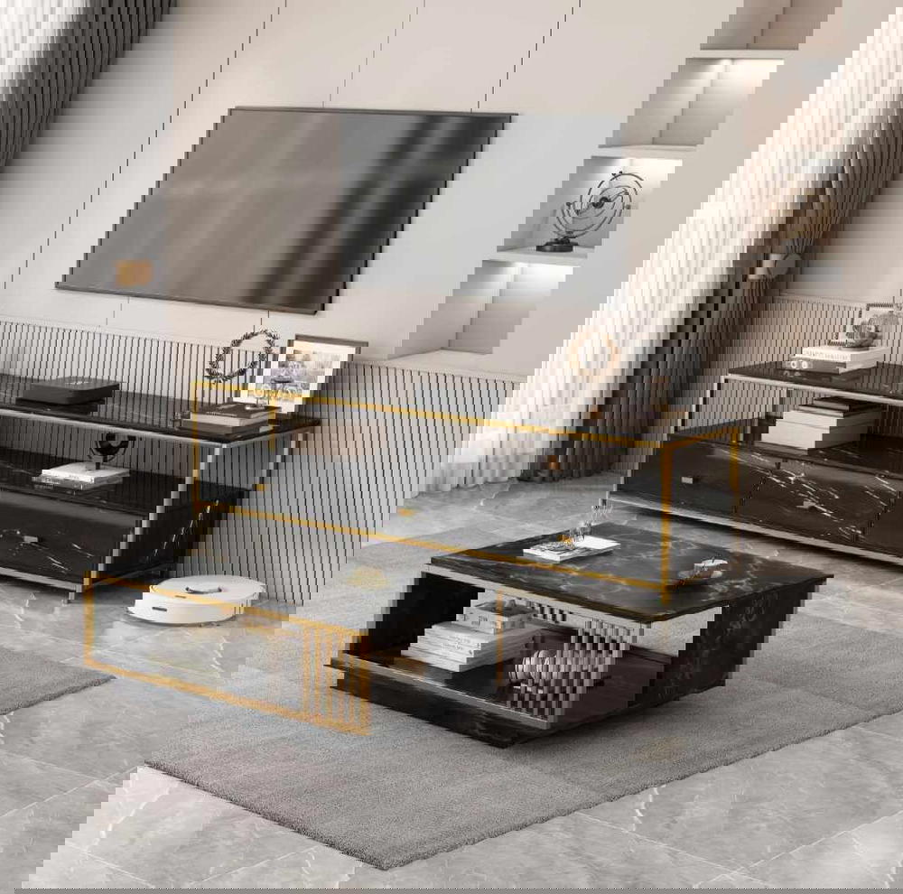 بنقدملك طاولة وسط خشبية مع مزنون تلفزيون بشكل مميز وانيق  Preview Image