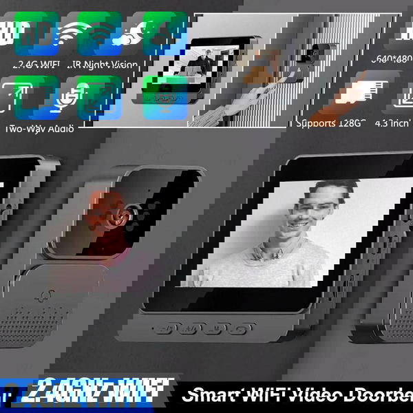 جرس باب ذكي بكاميرا مع شاشة  Image 7 Preview