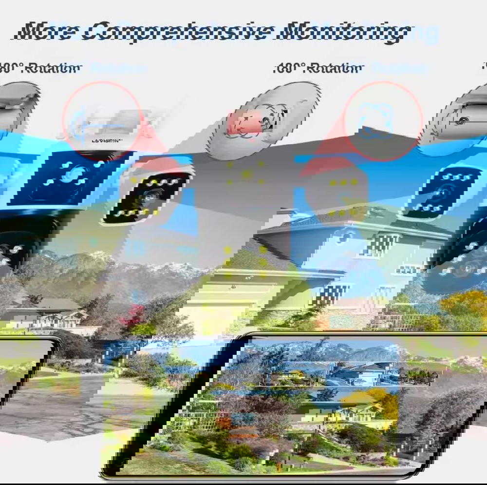 كاميرا مراقبة فيديو خارجية ، تتبع تلقائي ، 4 عدسات ، 3 شاشات بشرية ، تتبع تلقائي ، 8K ، 16mp ، تكبير 10x ، كاميرا IP WiFi ، 6K ، LS VISION Preview Image