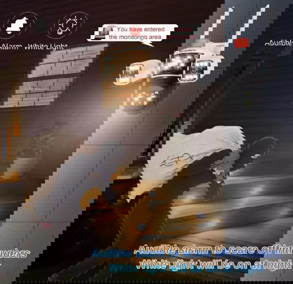 كاميرا مراقبة فيديو خارجية ، تتبع تلقائي ، 4 عدسات ، 3 شاشات بشرية ، تتبع تلقائي ، 8K ، 16mp ، تكبير 10x ، كاميرا IP WiFi ، 6K ، LS VISIONWifiكوين هوم  Image 3 Preview