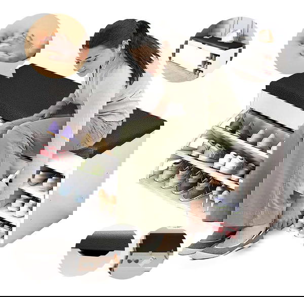 خزانة أحذية قلابة مع مقعد خلد Image 1 Preview