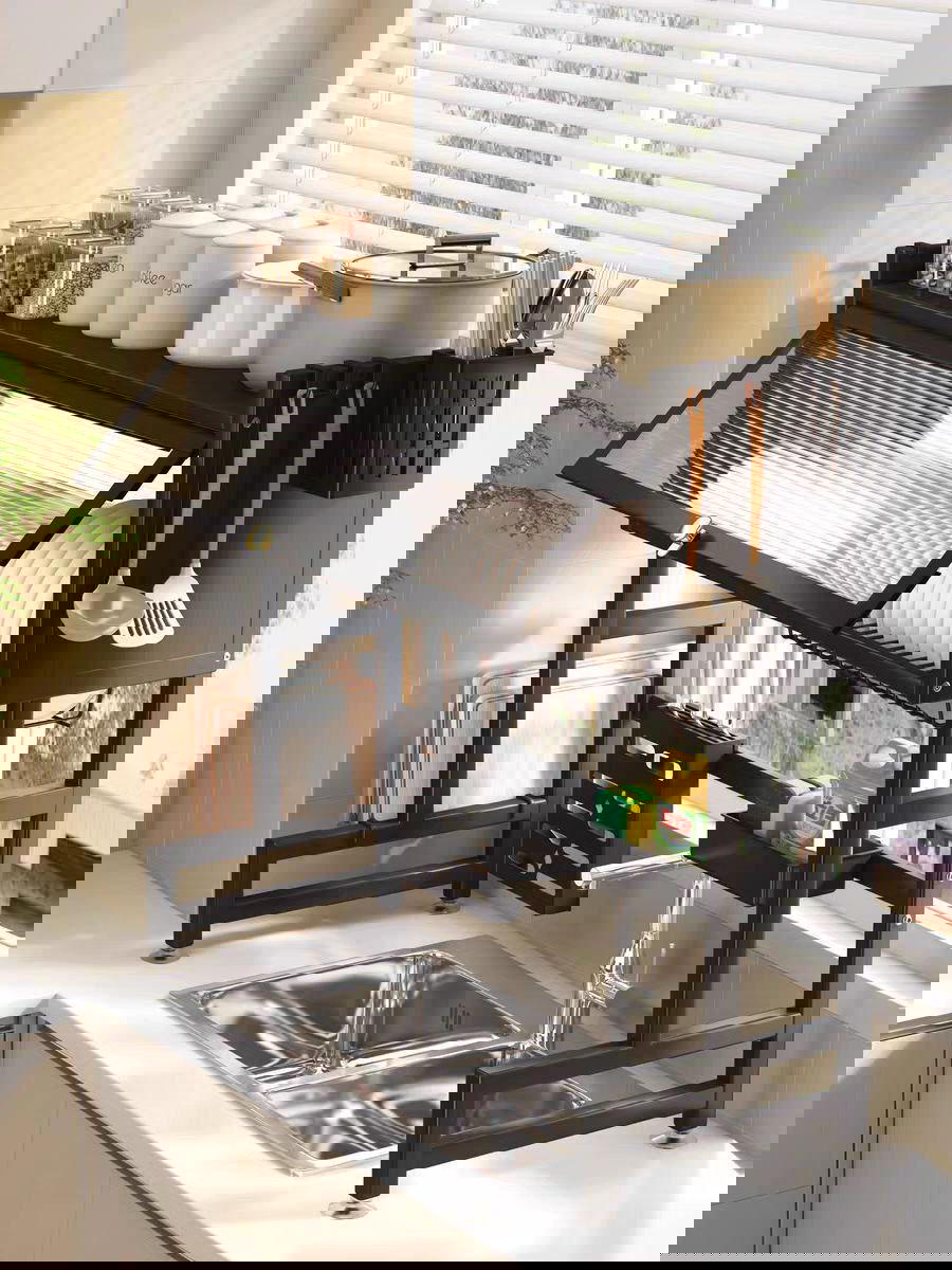 خزانة جلي كبيرة على شكل ستاند فوق المجلى مع عدة اضافات لتجفيف وترتيب ادوات المطبخ  Preview Image