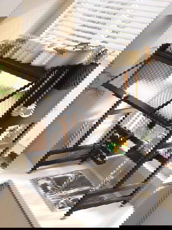 خزانة جلي كبيرة على شكل ستاند فوق المجلى مع عدة اضافات لتجفيف وترتيب ادوات المطبخ  Image 1 Preview