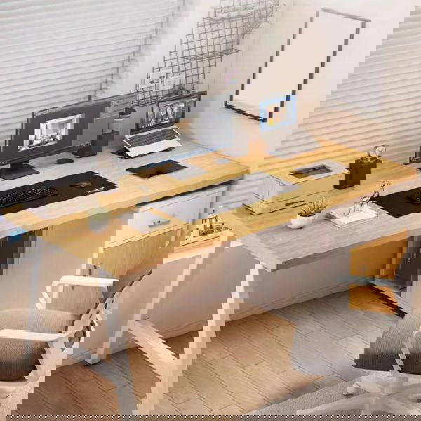 مكتب كمبيوتر بتصميم ريفي-عصري  أناقة، متانة، ومساحة عمل مثالية! Preview Image