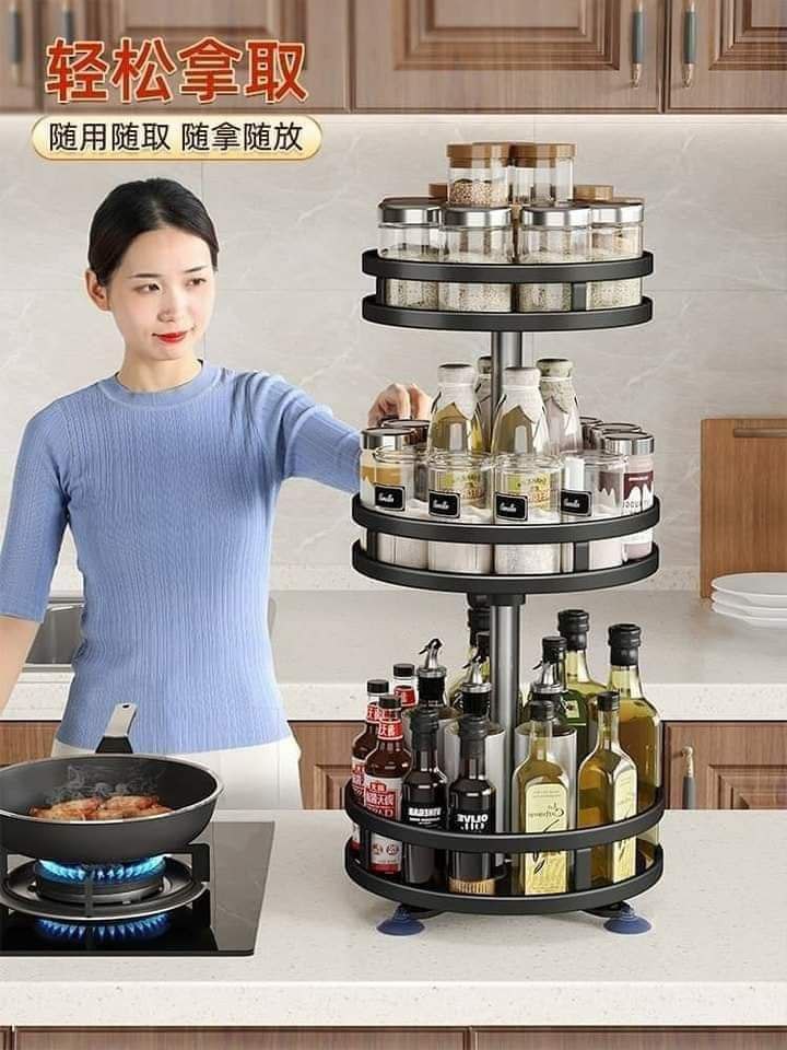 منظم  المطبخ الدوار حجم كبير 3 طبقات  ستانلس ستيل قوي ومتين  يتكون من 3 طبقات  Preview Image