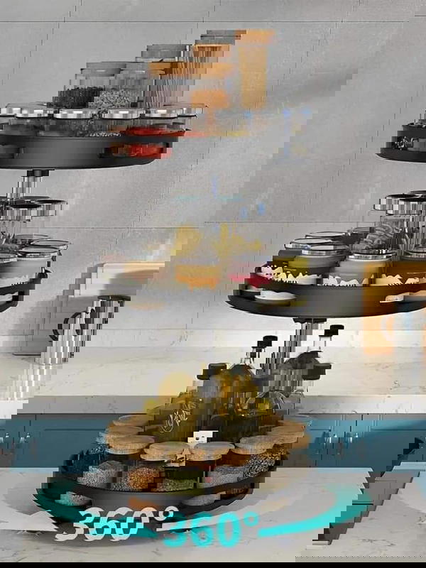 منظم  المطبخ الدوار حجم كبير 3 طبقات  ستانلس ستيل قوي ومتين  يتكون من 3 طبقات  Image 2 Preview