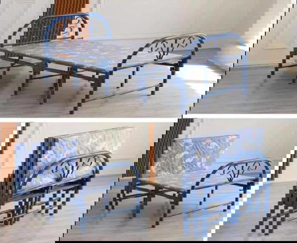 سرير حديد أبيض قابل للطي Image 4 Preview