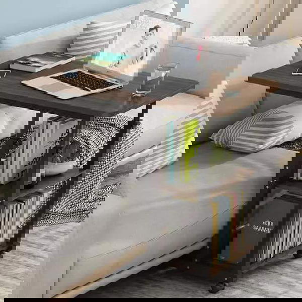 طاولة لابتوب متحركة بعجلاتطاولة جانبية جيدة للمنزل وغرفة المكتب .متعددة الإستخدامات للابتوب ، للقراءة أو للطعام .تخفف آلام الظهر  Image 4 Preview