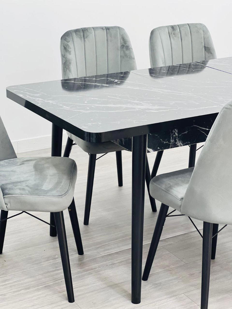 طاولة سفرة مع 6 كراسي رجلين خشب زان Preview Image