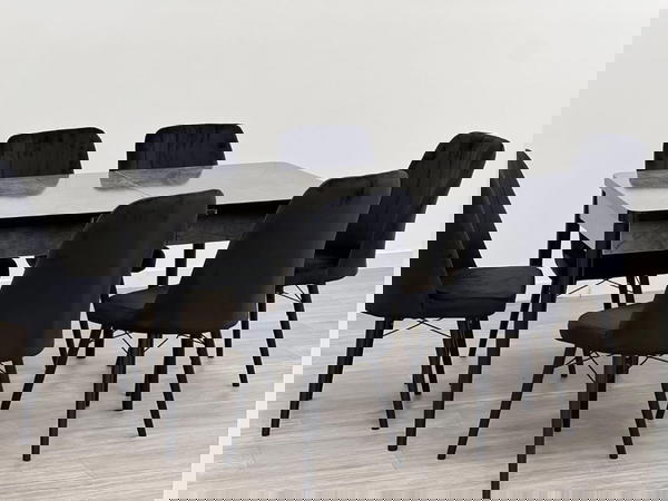 طاولة سفرة مع 6 كراسي رجلين خشب زان Image 4 Preview