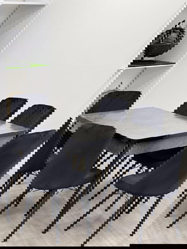 طاولة سفرة مع 6 كراسي رجلين خشب زان Image 8 Preview