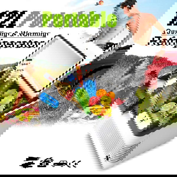 ثلاجة السيارة مع هدية مراية كاميرا سيارة امامية - السعة: 12 لتر Image 2 Preview