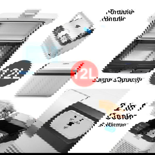 ثلاجة السيارة مع هدية مراية كاميرا سيارة امامية - السعة: 12 لتر Image 3 Preview