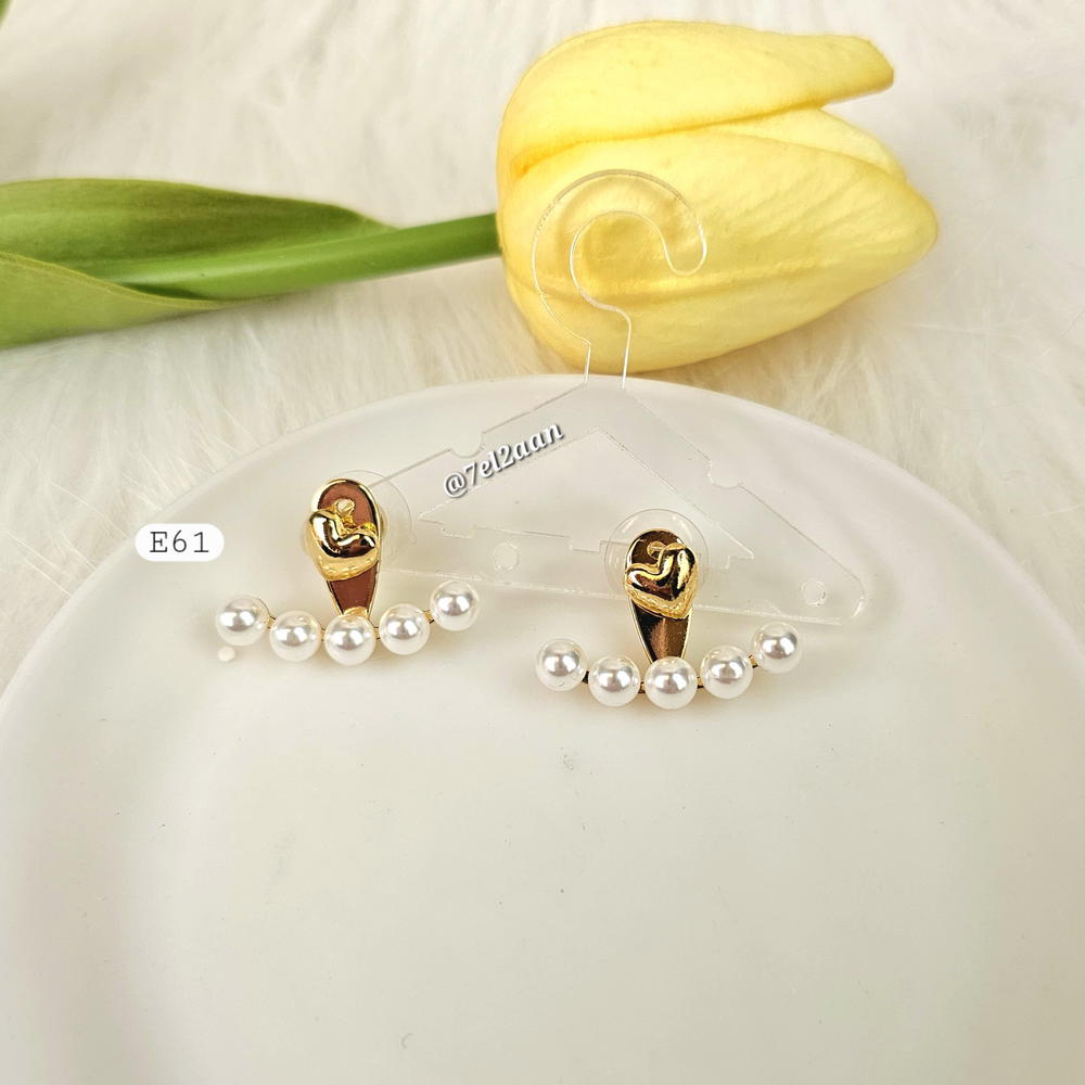 Heart jack earring حلق القلب و لؤلؤ (E61) Preview Image