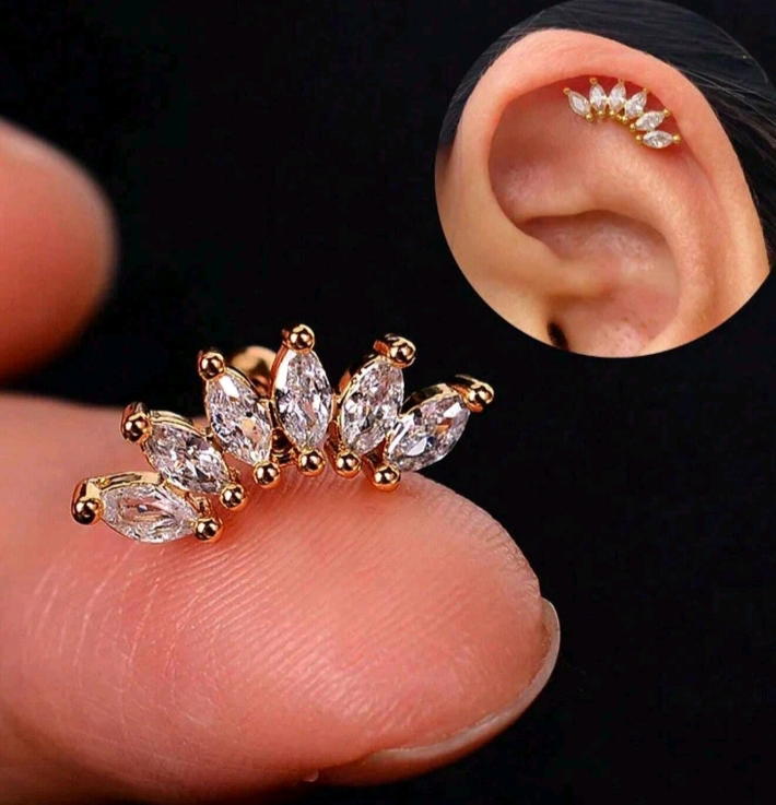 بيرسينج التاج وفصوص ابيض(pie2,3) crown with white zircon piercing Preview Image