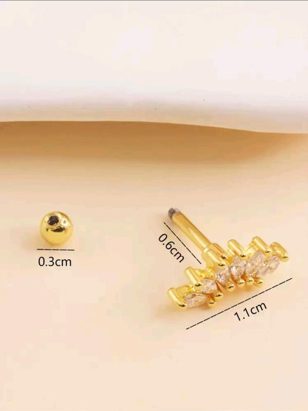 بيرسينج التاج وفصوص ابيض(pie2,3) crown with white zircon piercing  Image 3 Preview