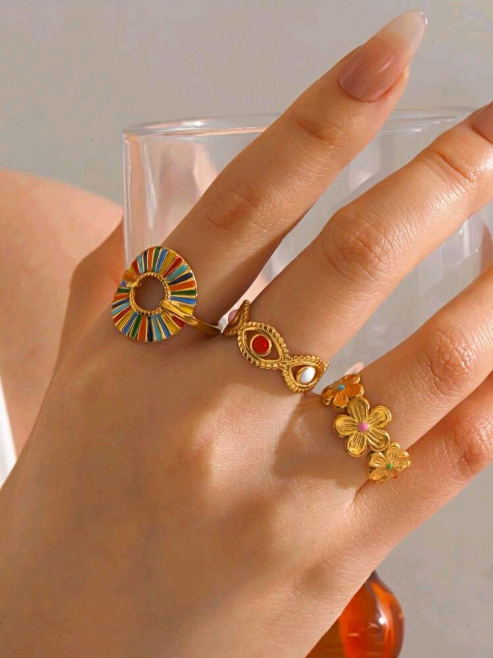 colourful different shapes rings(R25,26,27) خواتم اشكال مختلفة ملونة Preview Image