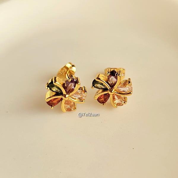 colourful zirconia Periwinkle earring (E93)حلق زيركون  بريوينكل  Image 3 Preview