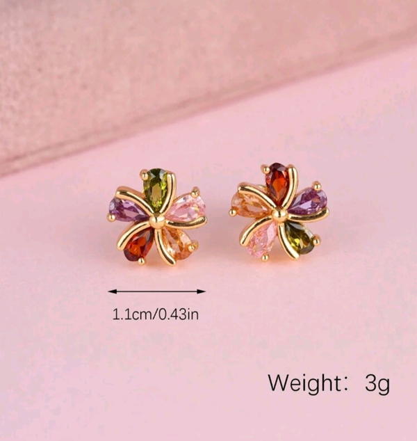colourful zirconia Periwinkle earring (E93)حلق زيركون  بريوينكل  Image 4 Preview