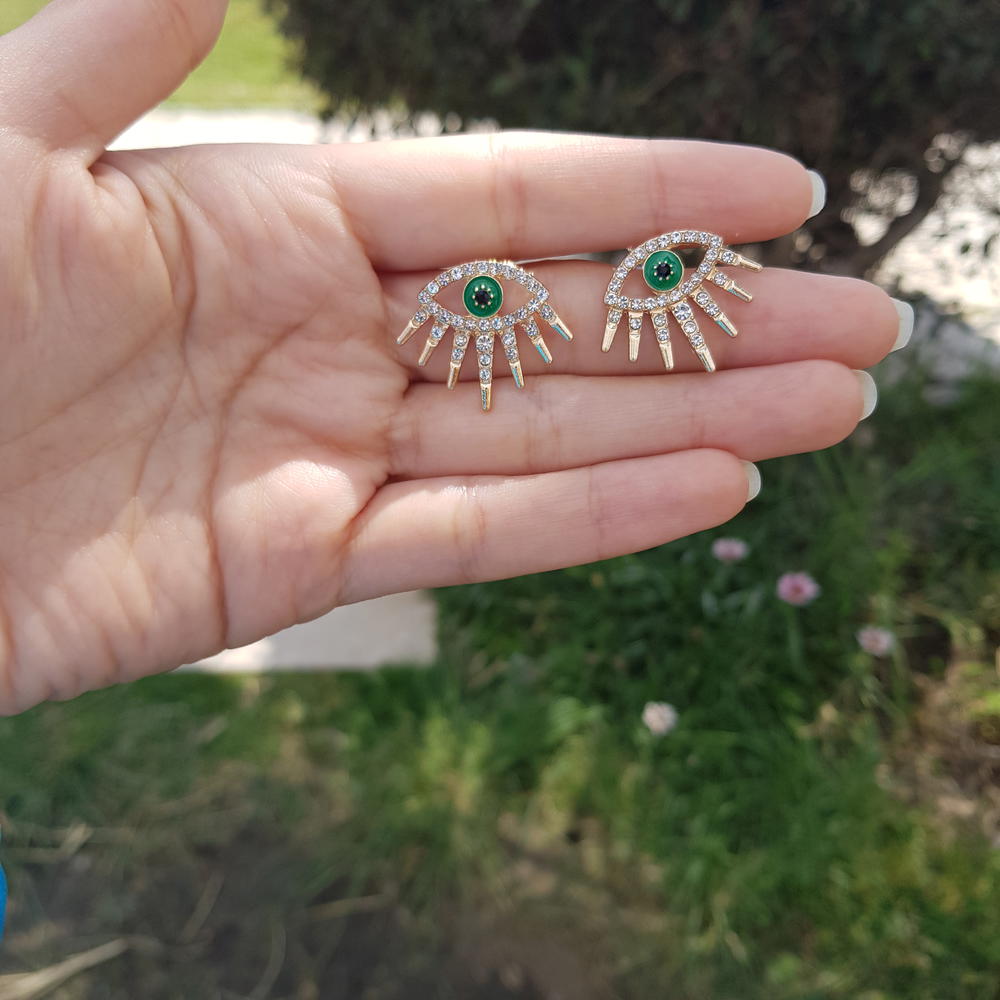 green eye earring (E5) حلق العين الأخضر Preview Image