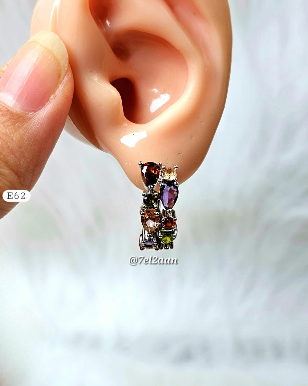 حلق فصوص زيركون ملون(E62) colourful zircon stones Earring Preview Image