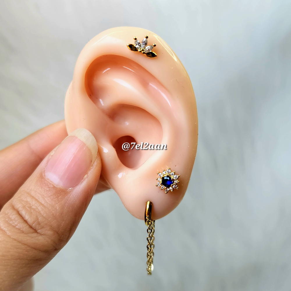 حلق هووب بسيط بسلسلة(فردة واحدة)(E97,E80) Simple dangle hoops Preview Image