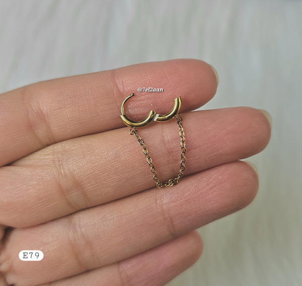 حلق هووب بسيط بسلسلة(فردة واحدة)(E97,E80) Simple dangle hoops  Image 4 Preview