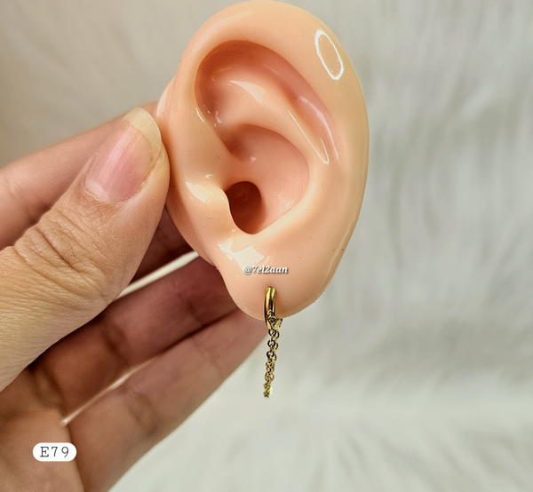 حلق هووب بسيط بسلسلة(فردة واحدة)(E97,E80) Simple dangle hoops  Image 5 Preview