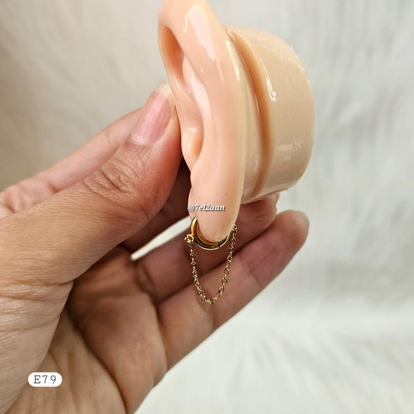 حلق هووب بسيط بسلسلة(فردة واحدة)(E97,E80) Simple dangle hoops  Image 6 Preview