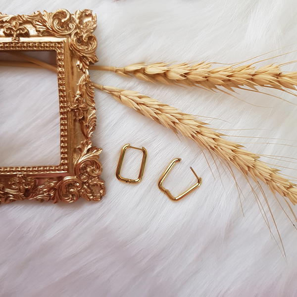 حلق مستطيل بسيط (E39) Simple rectangle earring Image 2 Preview