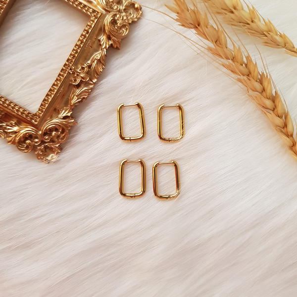 حلق مستطيل بسيط (E39) Simple rectangle earring Image 3 Preview