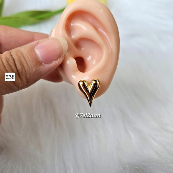 حلق قلب دهبي(E38) Golden heart earring  Image 2 Preview