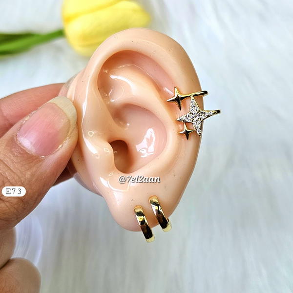 حلق النجوم بدون ثقب(CE5)Stars cuff earring Image 3 Preview