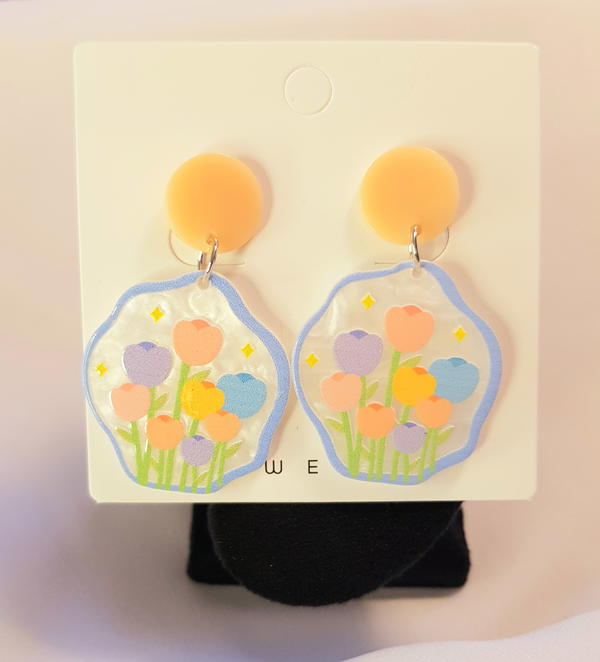 حلقان اكريليك بأشكال مختلفة (E18,19,20,21,22) Acrylic different shapes earrings  Image 1 Preview