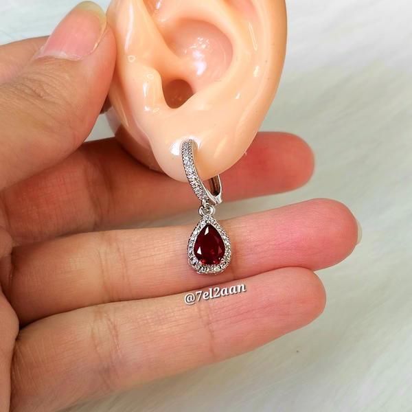 حلقان فصوص زيركون ملونه(E63) Colourful zircon stone Earring Image 3 Preview