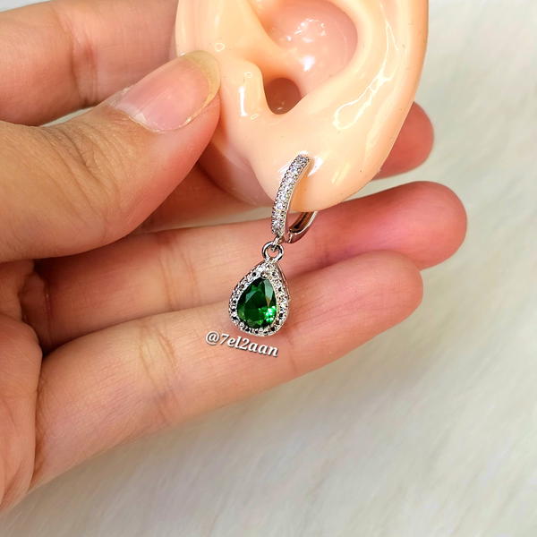 حلقان فصوص زيركون ملونه(E63) Colourful zircon stone Earring Image 4 Preview