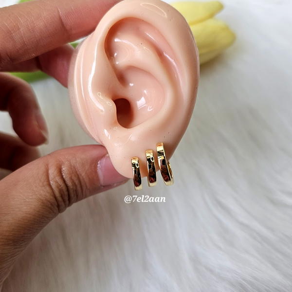 حلقان هووب مضلع(E73) hoop edged earrings  Image 1 Preview