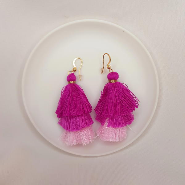 حلقان خيوط الوان مختلفة (E34,35,36,37) Tassel different colours earrings  Image 2 Preview