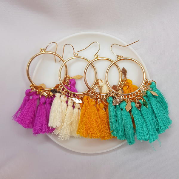 حلقان خيوط و معدن اشكال و الوان مختلفة (E30,31,33,33) Tassel different shapes and colours earrings  Image 1 Preview
