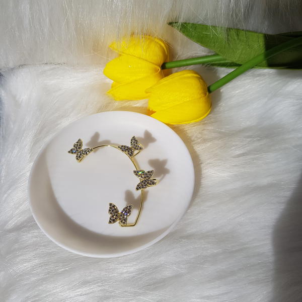 حلق بدون ثقب اذن فراشات (CE7,8) butterfly cuff earring  Image 4 Preview