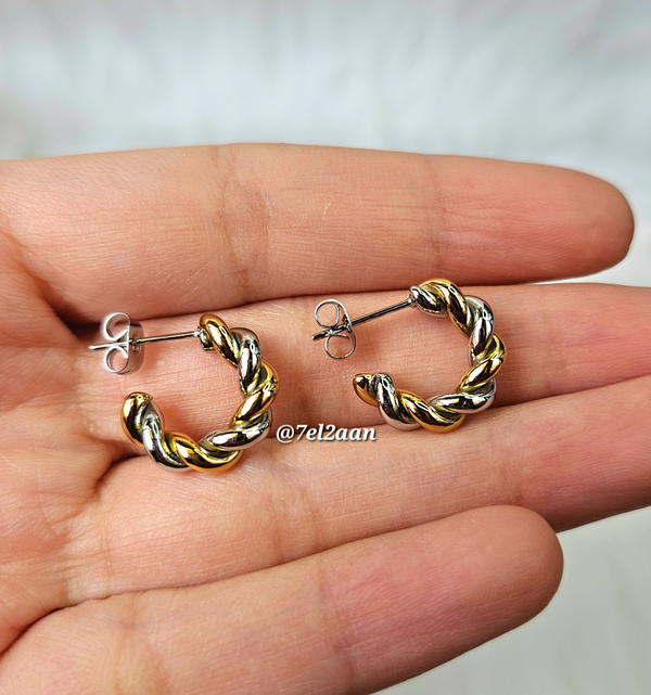حلق ضفيرة دهبي و فضي()Golden & silver braid earring Image 2 Preview