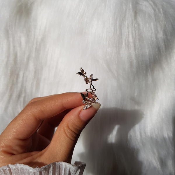 حلق فراشات نصف اذن (CE6) half butterfly cuff earring  Image 2 Preview